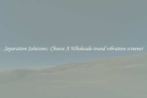 Separation Solutions: Choose A Wholesale round vibration screener