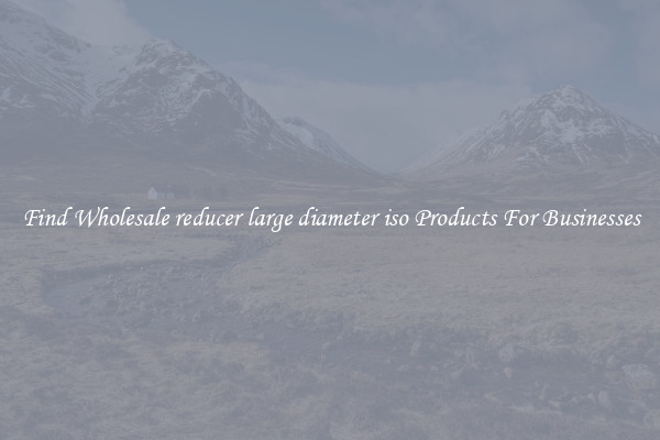 Find Wholesale reducer large diameter iso Products For Businesses